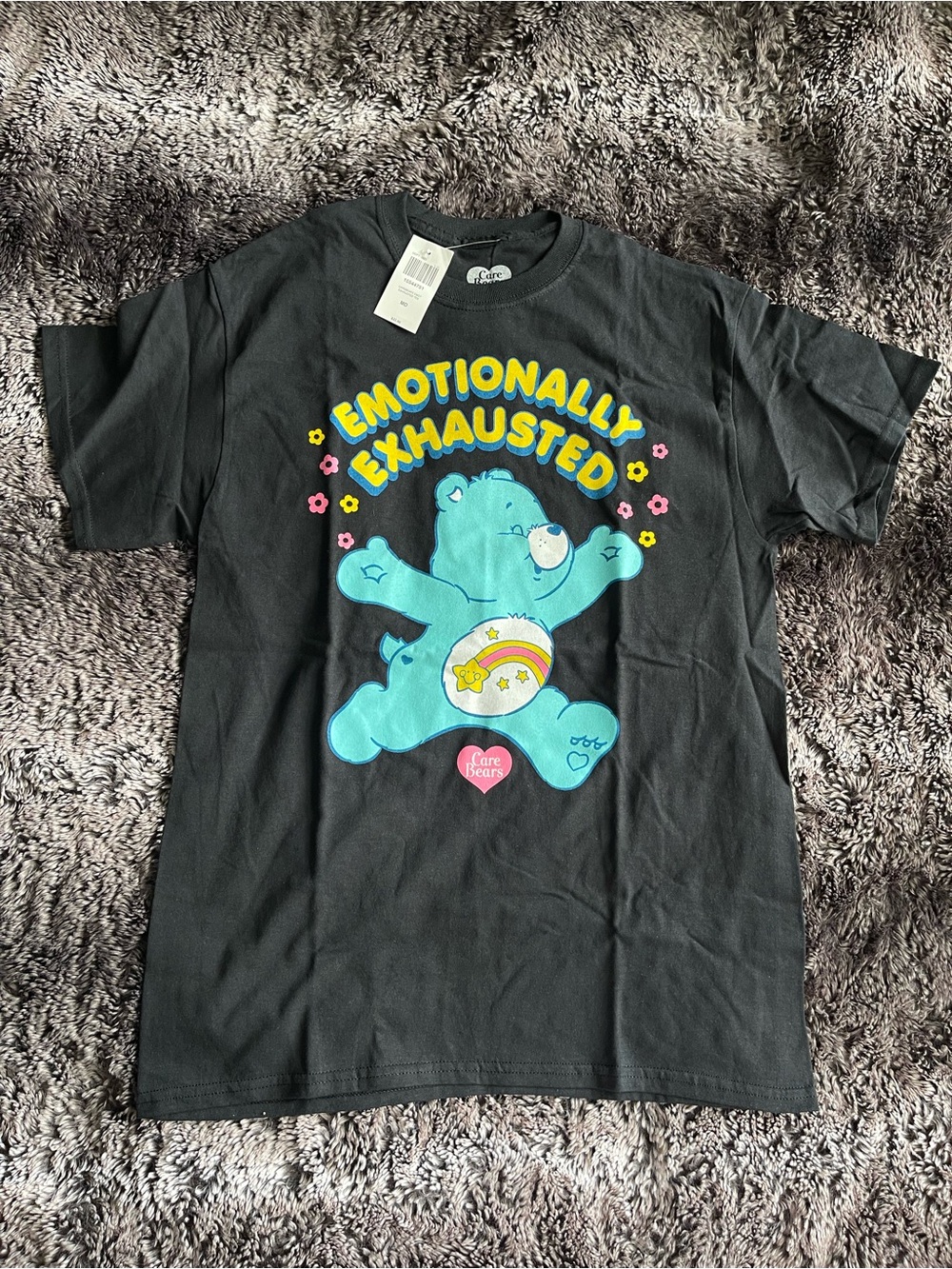 NWT NEW Care Bears “Emotionally Exhausted” T-Shirt Size Medium Funny 100% Cotton